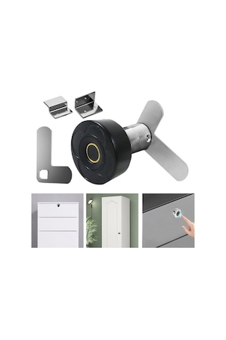 Createtech Homyl Parmak İzi Dolap Kilidi - Ev & Ofis Çekmeceleri İçin Gizli 30mm Siyah