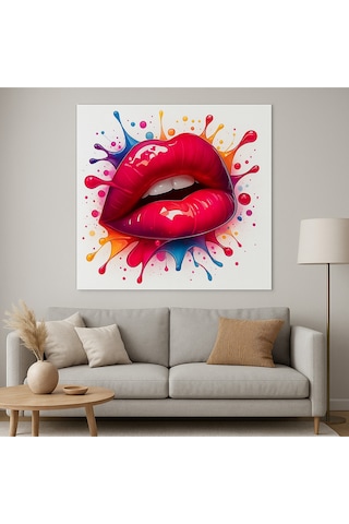Renk Patlaması Dudak Tasarımı Cam Tablo Pop-art Ve Modern Sanatın En Enerjik Hali