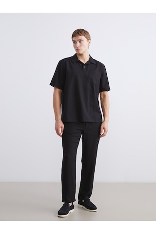 Lcw Vision Siyah Regular Fit Kısa Kollu Oxford Erkek Gömlek