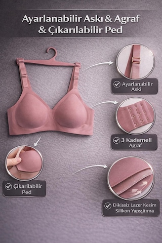 Daniella Lazer Kesim Dikişsiz Balensiz Hayalet Sütyen Pembe