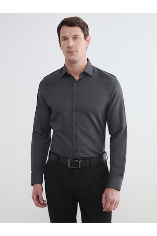 Lcw Busıness Gri Slim Fit Desenli Armürlü Erkek Gömlek