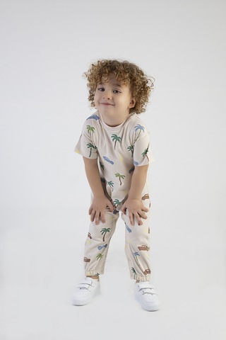 Harika Kids Kız Çocuk Araba-palmiye Desen Pamuklu Tulum Çok Renkli