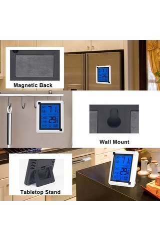 Moly Geniş Lcd Dokunmatik Beyaz-siyah Dijital Nem Sıcaklık Ölçer, -4 158 C / 20 95% Rh, Pil Yok Ticari Ev Meteoroloji Saati