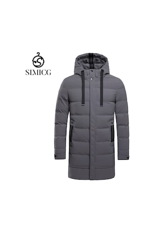 Yeni Erkek Kapüşonlu Orta Boy Şişme Mont Gri