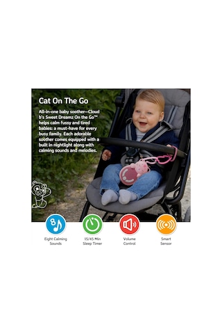 Cloud-b Sweet Dreamz Cat, 8 Sesli Bebek Ses Makinesi, Gece Lambası Ve Akıllı Sensörlü Uyku Arkadaşı Çok Renkli