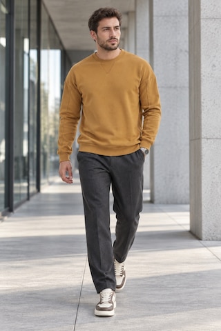 Polo State Erkek Bisiklet Yaka Oversize Dikiş Detaylı Basic Sweatshirt - Kahve Kahverengi