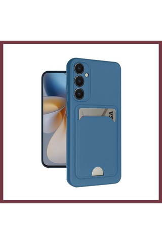 Storeşahin Samsung Uyumlu Galaxy S24 Fe Kılıf Kelvin Kartvizitli Silikon - Mavi Shn0720