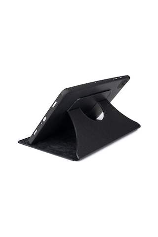 Samsung Galaxy Uyumlu Tab A9 X110 Kılıf Turn Seri 360 Derece Döner Stantlı Kılıf Kapaklı Kılıf Siyah