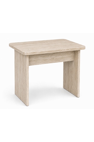 Liva Ofis Sehpası, Orta Sehpa, Ara Sehpa, 60 X 50 Cm Tabla, Yükseklik 45 Cm Traverten
