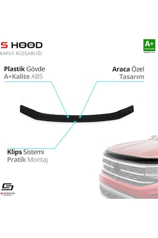 S-dizayn Volkswagen Passat B8 Abs Plastik Kaput Rüzgarlığı 2015 Üzeri A+kalite