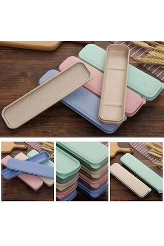 Yeşil 21/24cm Pp Taşınabilir Seyahat Sofra Saklama Kutusu Kasa Gıda Sınıfı Yemek Takımı Çatal Kaşık Kutusu Çocuk Kaşıklık 56639093