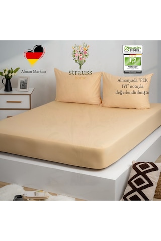 Premium Lastikli Çarşaf %100 Pamuk Tek Kişilik / Çift Kişilik Özel Penye Oeko-tex Bej / Kum / Naturell Bej - Kum - Naturell