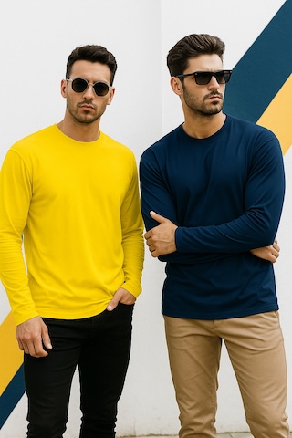 Rich Erkek Sarı-lacivert 2'li Paket Basic Uzun Kollu Body Sarı-lacivert