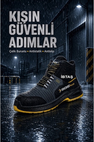 Sgs3139 - No:39 Flexo S1 Çelik Burunlu Kışlık Spor Çalışma Botu - Ergonomik - Antistatik - Su Geçirmez - Nefes Alır Siyah - Sarı