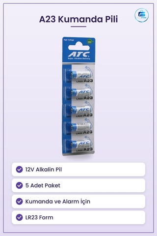 A23 Lr23 Kumanda Pili 12v 5li Alkalin Uzaktan Garaj Alarm Anahtar