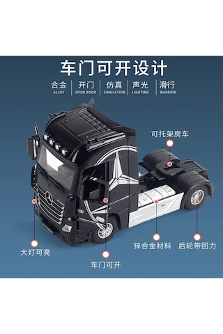 Mercedes Tır Kamyon Actros 1:36 Model Maket Araba Siyah