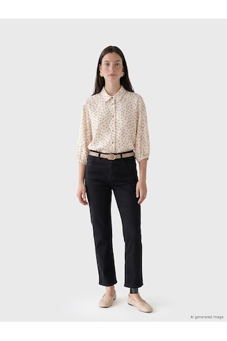 Lcw Limitless Ekru Kolay Giyilebilir Çıtçıtlı Puantiyeli Kadın Gömlek