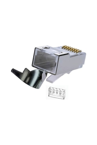 SpeedUF Cat7 Metal Konnektör Rj45 CAT7 Jack + Kablo Ayraç 5 Adet