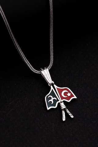 3 Hilal Ayyıldız Gümüş Erkek Kolye Zincir Küçük Boy