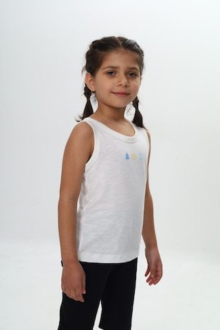Toontoy Unisex Çocuk Baskılı Bisiklet Yaka Basic Atlet Ekru