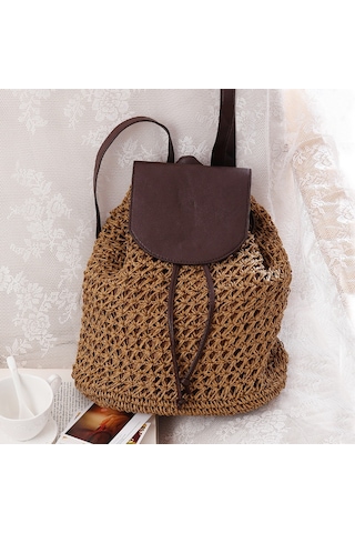 Arion Kağıt İplik Hasır Sırt Çantası Str-1205 Kahverengi