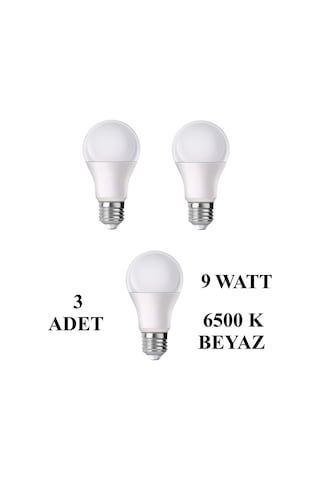 9w E27 Led Ampul 6500k Beyaz Işık 810 Lümen 3 Adet