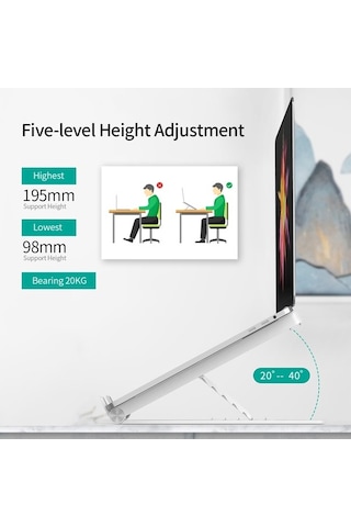 Didadodo Taşınabilir 5 Seviyeli Soğutuculu Laptop Standı - 17 İnç'e Kadar Uyumlu Ve Kullanışlı Ayarlanabilirlik