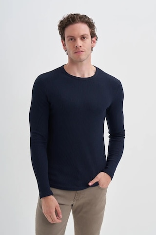 Cazador Waffle Rahat Kumaş %100 Pamuklu Slim Fit Sweatshirt-51640 Lacivert