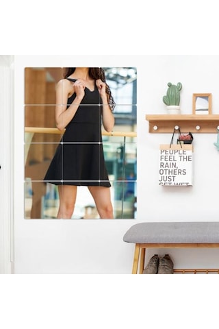 Fayans Kare Yapışkan Kırılmaz Kendinden Yapışkanlı Çıkarılabilir Giydirme Cam Duvara Monte Tam Boy Ayna