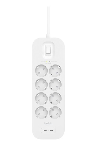 Belkin 8'li Çoklu Priz, Yüksek Gerilim Korumalı, Duvara Montaj, 8