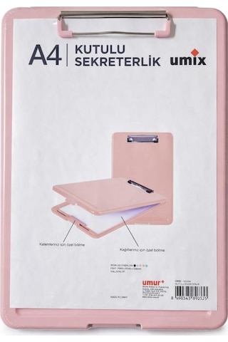 Umix A4 Pp Kutulu Sekreterlik Pembe 51013839 Kapaklı Evrak Taşıma Dosyası Kalem Bölmeli Pembe