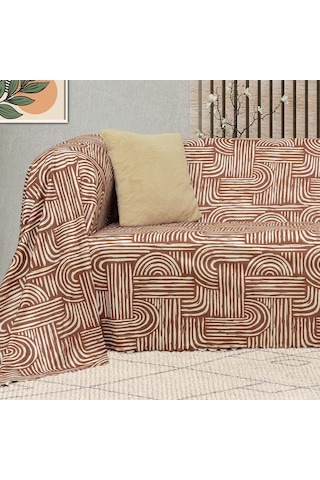 Latuda Concept Softmicro Gökkuşağı Desenli Boho Koltuk Örtüsü Şalı 180 x 220 CM