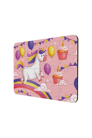 Çocuklar Için Ahşap Puzzle 3'Lü Set Unicorn Temalı