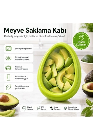 Sn-38870 Sebze Meyve Saklama Kabı Avokado Şeklinde Yeşil Çr