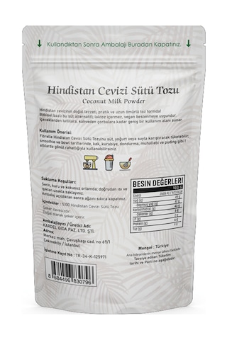 Fibrelle Hindistan Cevizi Sütü Tozu 100gr