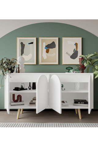 Venezia Ahşap Ayaklı Bohem Konsol Beyaz 150 Cm