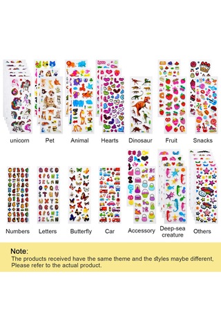 Çocuklar İçin Çıkartmalar, Kamyonlar, Tek Boynuzlu Atlar, Hayvanlar, Balıklar, Dinozorlar, Sayılar, Meyveler Ve Daha Fazlasını İçeren Scrapbooking İçin Yumuşak Çıkartmalar 36 Parça Çok Renkli