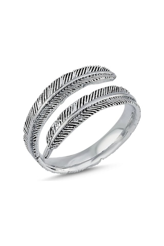 Eyelashes Silver 925 Ayar Gümüş Yaprak Desenli  Ayarlanabilir Yüzük