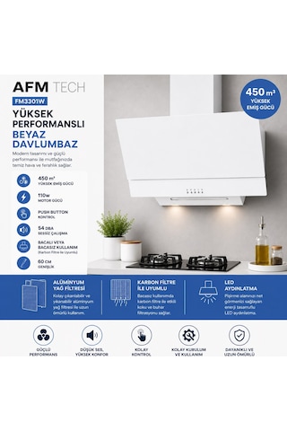 Eminçelik Ve AFM Tech Bıneo Turbolu 12 226 - FM7601 - FM3301W Beyaz Cam Ankastre Set