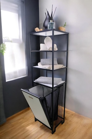 Digithome Metal Kirli Sepetli 4 Raflı Çok Amaçlı Banyo Düzenleyici Raf Organizer Siyah/beyaz Mrs-014 C1-1-369 Siyah - Beyaz Beyaz - Siyah