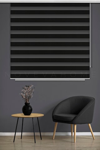 Bambu 1009 Siyah Zebra Stor Perde Ofis Mutfak Camı Çocuk Odası Yatak Odası Salon Perdesi Lüx Siyah