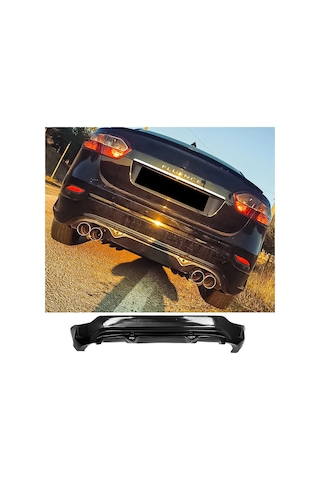 Renault Fluence Sağ Sol Çift Çıkışlı Arka Ek Plastik Siyah Difüzör 2009-2016 Arka-difizör-bodykit-ek