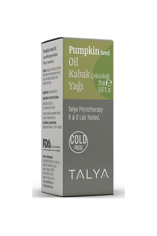 Talya Soğuk Sıkım %100 Saf ve Doğal Kabak Çekirdeği Yağı 20 ML