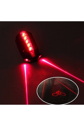2 Lazer 5 Led Arka Bisiklet Kuyruk Işık Siyah