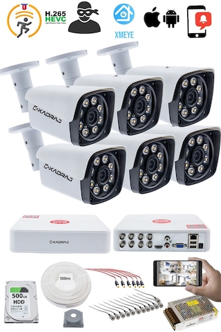 6 Kameralı Güvenlik Kamerası Seti - Kdj-6s-8w-m-v1