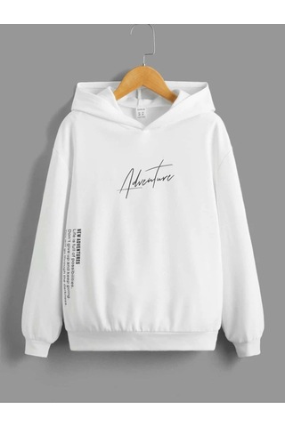 Startmore Beyaz Unisex Kadın/erkek Adventure Renkli Oversize Kapüşonlu