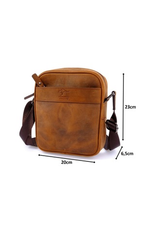 Erkek Hakiki Açık Taba Deri Postacı Çanta Kangaroo K 8875-Zat