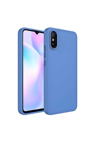 Redmi 9a Kılıf Metal Çerçeve Ve Buton Tasarımlı Silikon Tchs Luna Kapak - Lavendery Gray Lavendery Gray