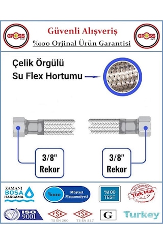 Klozet Flex Hortumu - Çelik Örgü - Spiral Bağlantı Hortumu - 70cm