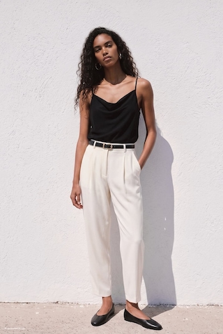 Sateen Askılı Degaje Yaka Bluz - Siyah-137661